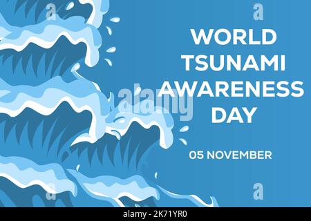 world tsunami awareness day 5 november illustration background Stock Vector