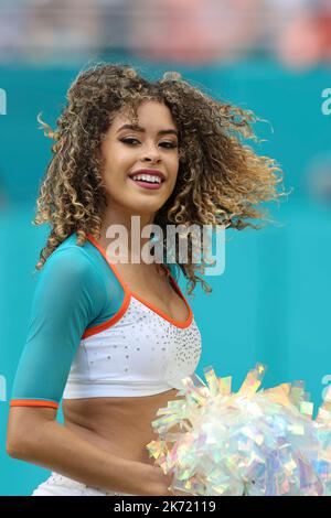 Sunday, October 16, 2022; Miami Gardens, FL USA;  One of the beautiful Miami Dolphins cheerleaders during an NFL gam against the Minnesota Vikingse at Stock Photo