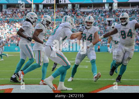 Miami Dolphins tight end Mike Gesicki (88) waves to the fans as he