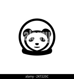 Astronaut Panda Logo Simple Strong Stock Vector