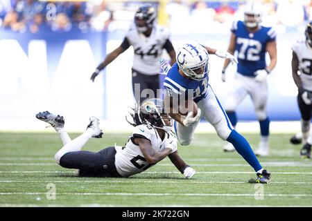 Jacksonville Jaguars quarterback Trevor Lawrence (16) watches a replay on  the scoreboard during an NFL football game against the Indianapolis Colts,  Sunday, Oct. 16, 2022, in Indianapolis. (AP Photo/Zach Bolinger Stock Photo  - Alamy