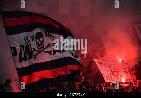 Paris, France. 16th Oct, 2022. Fans during the Ligue 1 Uber Eats match Paris Saint-Germain v Olympique de Marseille at Parc des Princes stadium on October 16, 2022 in Paris, France. Photo by Christian Liewig/ABACAPRESS.COM Credit: Abaca Press/Alamy Live News Stock Photo