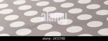 Seamless polka dots gray pattern closeup. Polka dot fabric Stock Photo