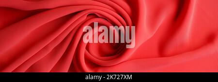 Abstract background luxury fabric in red color and wavy folds Stock Photo