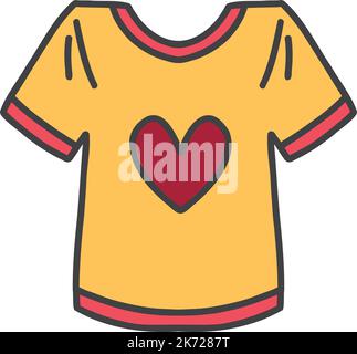 Hand Drawn shirt with heart illustration isolated on background Stock Vector