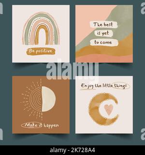 watercolor boho covers set collection vector design illustration Stock Vector