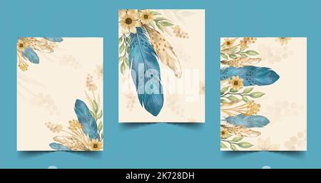watercolor boho covers set collection vector design illustration Stock Vector