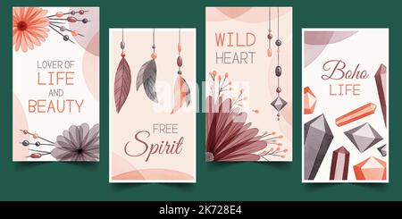 watercolor boho covers set collection vector design illustration Stock Vector