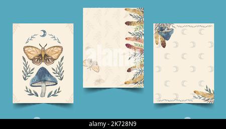 watercolor boho covers set collection vector design illustration Stock Vector