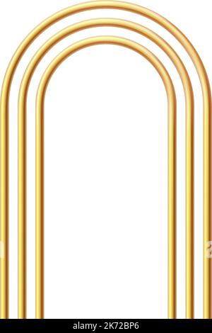 Golden realistic arch. Gold 3d arch frame. Shiny doorway. Blank portal design element. Vector illustration isolate on white background Stock Vector