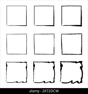 Hand drawn frames. Handdrawn square frame. rectangular shapes. Stock Vector