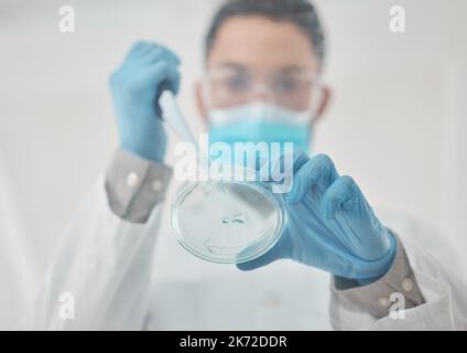 You have to be very precise when working with samples. Low angle shot of a scientist working with samples in a lab. Stock Photo