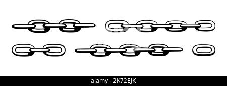 Chain as symbol of unity and cooperation. Sketch of metal chains. Vector illustration isolated in white background Stock Vector