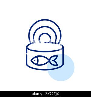 Canned fish. Pixel perfect, editable stroke line icon Stock Vector