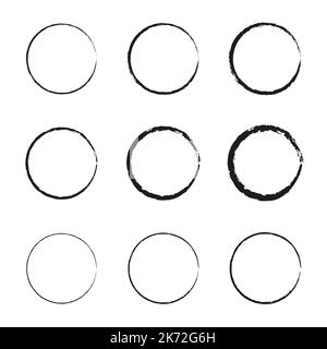 Hand drawn circles sketch. Black Vector doodle ellipses. Ideal for vintage label designs. Stock Vector
