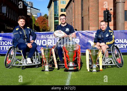 14/10/2022, RLWC2021 on display in Newcastle with the England wheelchair team the day before the opening day ceremony at St James Park, Newcastle, UK Stock Photo