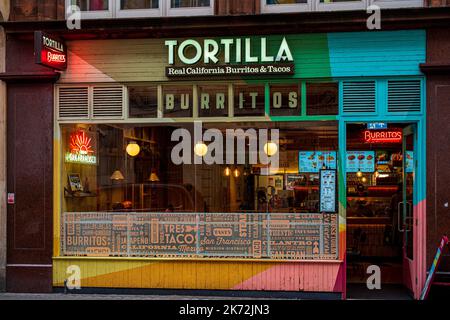 Tortilla Restaurant Soho London. Tortilla is a Tortilla is a 'fast-casual' Mexican restaurant chain. Stock Photo