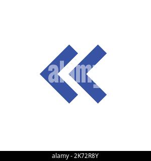 double arrow icon pointing to left on white isolated background. Stock Vector