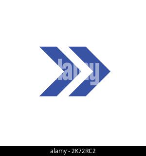 double arrow icon pointing to right on white isolated background. Stock Vector