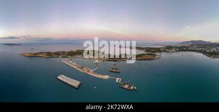 Panoramic view over vouliagmeni's gulf in Athnes,Greece Stock Photo