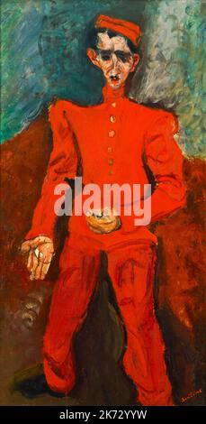 Chaim Soutine, Page Boy at Maxim’s, portrait painting in oil on canvas, circa 1927 Stock Photo