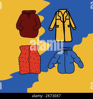 winter clothes, modern sweater vest jacket coat Stock Vector