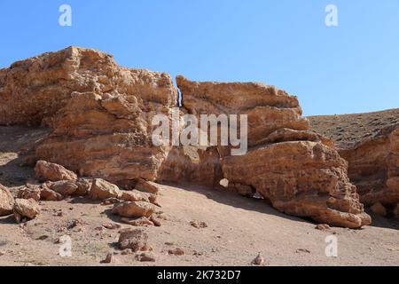 Kyzylsai (aka Valley of Castles), Charyn Canyon National Park, Tien Shan mountains, Almaty Region, Kazakhstan, Central Asia Stock Photo