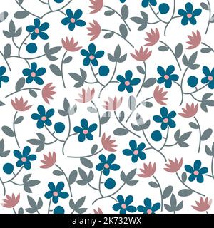 Seamless pattern with wild flowers in pastel colors. Summer floral background Stock Vector