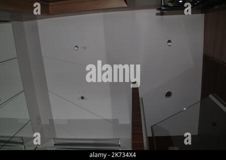 replacing light bulbs in the bathroom Stock Photo