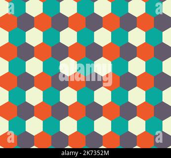 Seamless vector pattern made of colorful hexagons, bold, punchy forms and colors that demand attention, ideal geometry Stock Vector