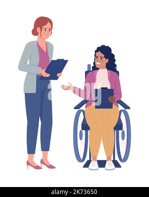 Colleagues discussing work semi flat color vector characters Stock Vector