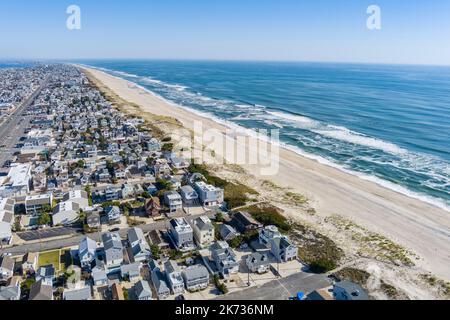 Aerial view of Ship Bottom Long Beach Island New Jersey with waves