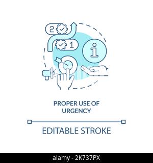Correct use of urgency turquoise concept icon Stock Vector