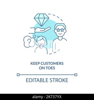 Keep customers on toes turquoise concept icon Stock Vector