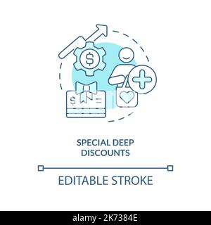 Special deep discounts turquoise concept icon Stock Vector