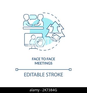 Face to face meetings turquoise concept icon Stock Vector