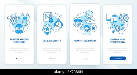 Improving client experience blue onboarding mobile app screen Stock Vector