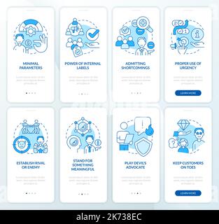 Digital marketing tactics onboarding mobile app page screen with linear ...