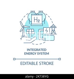 Integrated energy system turquoise concept icon Stock Vector
