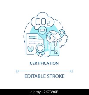 Hydrogen certification turquoise concept icon Stock Vector