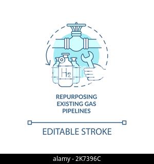 Repurpose existing gas pipelines turquoise concept icon Stock Vector