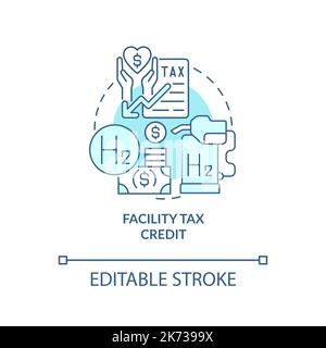 Facility tax credit turquoise concept icon Stock Vector