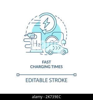Rapid charging time turquoise concept icon Stock Vector