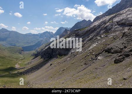 Mountains in the western Pyrenean valleys in northern Spain. Huesca, Aragon, Spain. Stock Photo