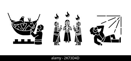 Biblical characters black glyph icons set on white space Stock Vector ...