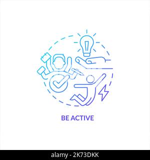 Be active blue gradient concept icon Stock Vector