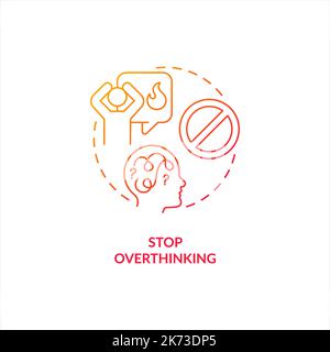 Stop overthinking red gradient concept icon Stock Vector