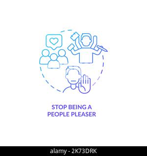 Stop being people pleaser blue gradient concept icon Stock Vector