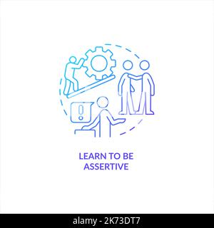 Learn to be assertive blue gradient concept icon Stock Vector