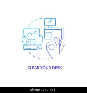 Clear your desk blue gradient concept icon Stock Vector